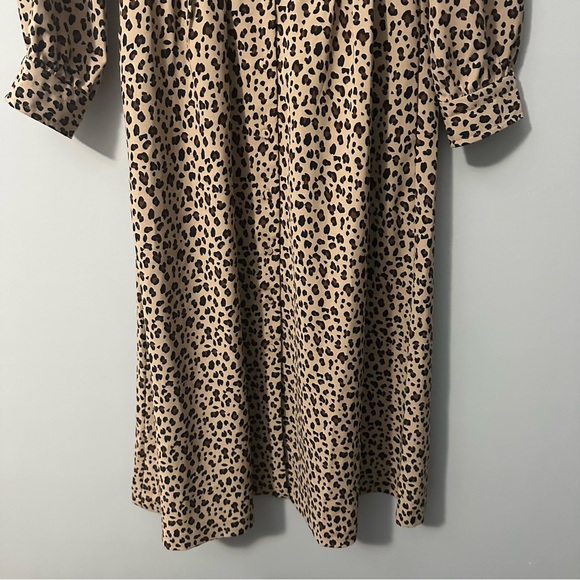 J.Crew Leopard Print Midi Dress Size 00 V-Neck Long Sleeve Quiet Luxury NWT - Picture 7 of 16